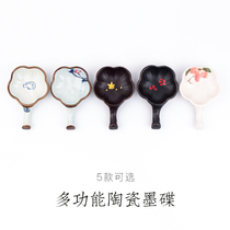 Qiming Wenwen Multifunctional Ceramic Pen Ink Disc Water Disc Brush Holder Chinese Painting Palette Tray Pen Pen Holder