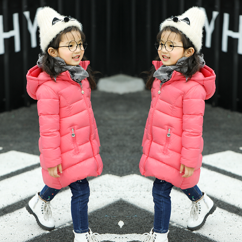 Broken code clearance girl baby light down jacket girls short hooded baby winter clothes mid-length children's jacket
