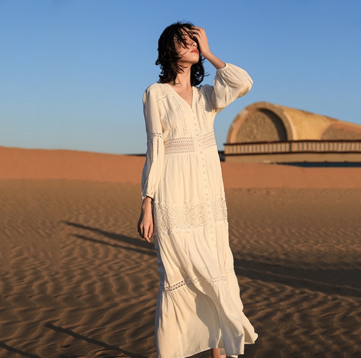 White Fairy Dress Yunnan Travel Wear Seaside Vacation Tibet Qinghai Lake Desert Photo Slimming Look Beach Dress White Fairy Dress Yunnan Travel Wear Seaside Vacation Tibet Qinghai Lake Desert Photo Slimming Look Beach Dress