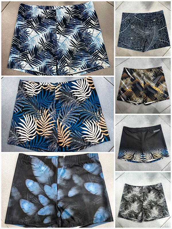 Happy Yuan New Men's Swim Trunks, Boxer-Style Swimming Shorts, Quick-Drying, Anti-Embarrassment, Suitable for Hot Springs, Beach Vacations, and Swimming Pools