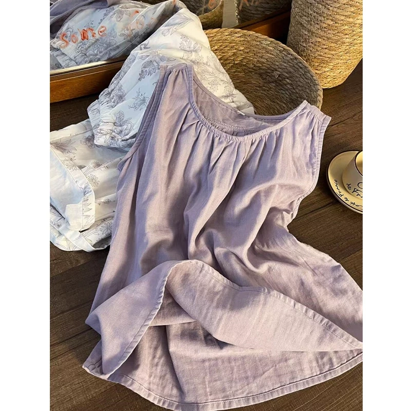Beautiful Purple Suit! Sleeveless Pajamas for Women, Summer 2026 New Style, New Chinese-Style Printed Long Pants Loungewear Set Beautiful Purple Suit! Sleeveless Pajamas for Women, Summer 2026 New Style, New Chinese-Style Printed Long Pants Loungewear Set