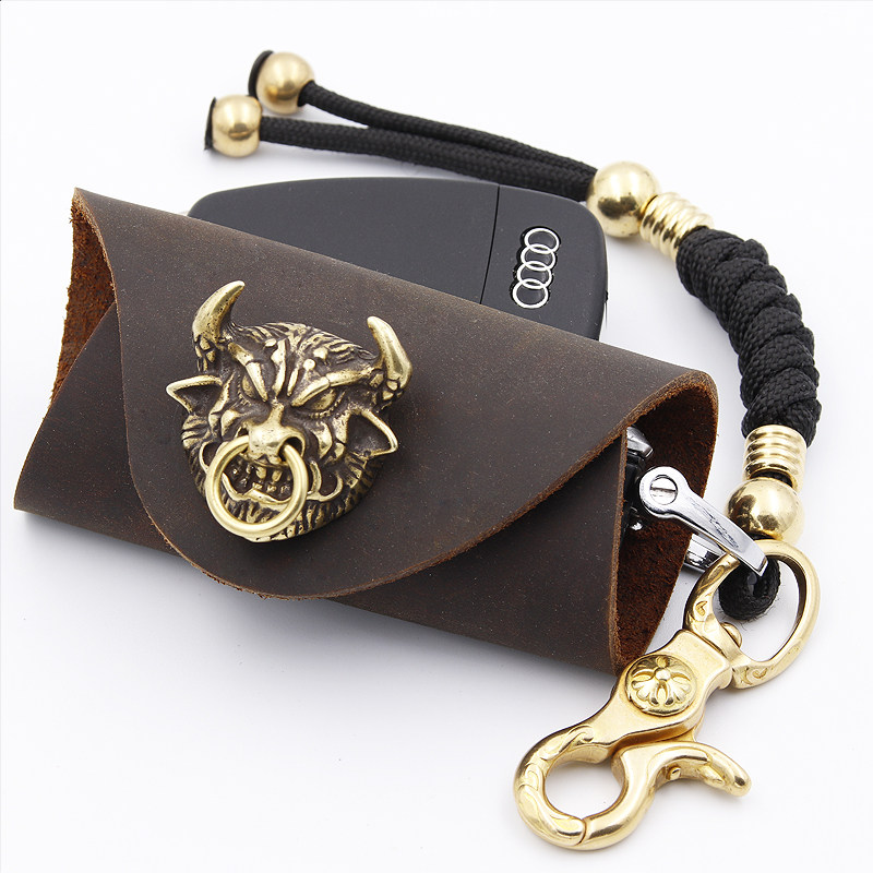 Car key bag first layer leather key bag car key universal storage bag female leather male personality creative gift