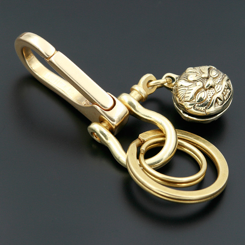 Brass Keyring Ring Hook Car Key Pendant Key Buttoned Male Horseshoe Buckle Waist Hanging Open Loop Hook Retro Personality
