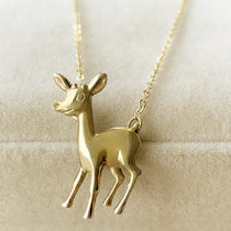 European pure silver 925 Cure gold antique one-piece chain small deer