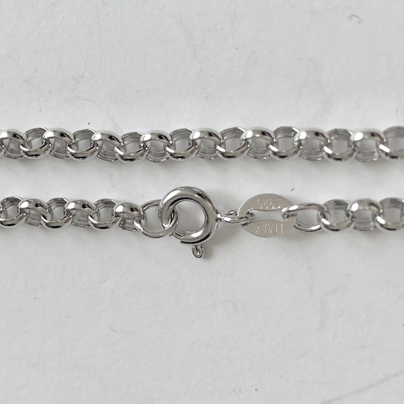 Pure Silver 925 anti-oxidation platinum plated classic small ring chain 70cm 3 5mm thick and strong