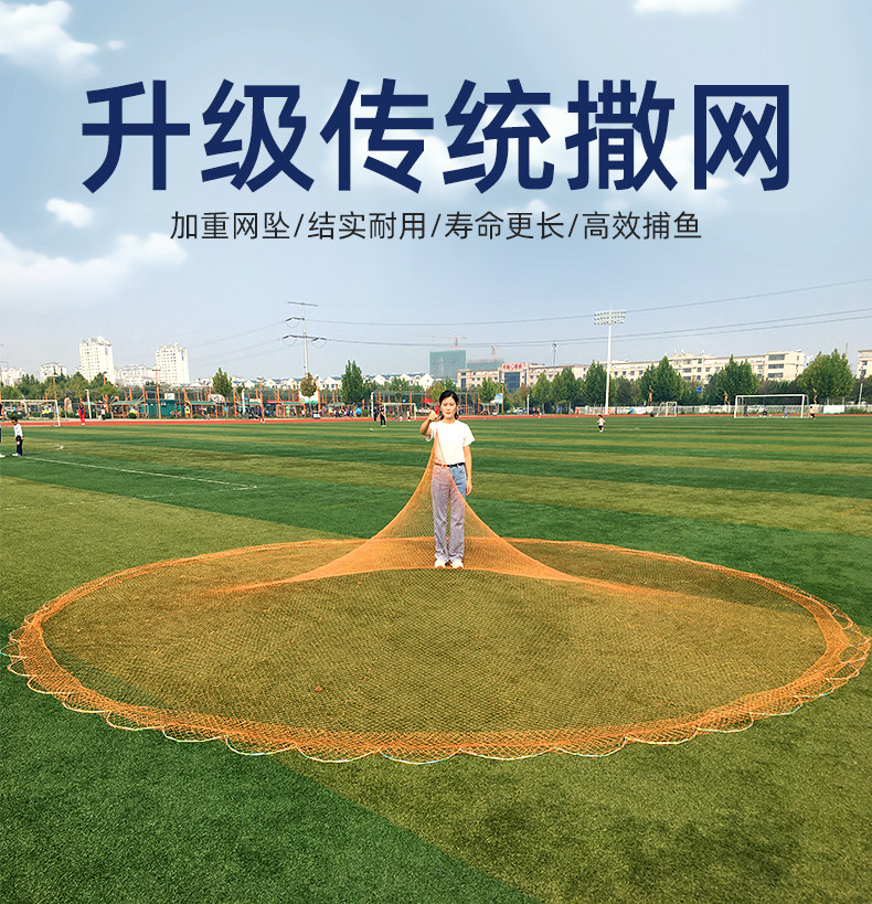 Old-fashioned fishing net casting hand throwing net Traditional pure handmade fishing net Hercultural horse fishing line lead drop throwing net fishing net fishing net