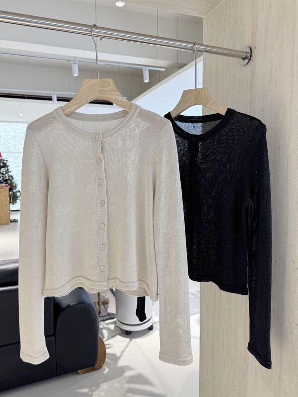 【Spring Dawn】Old Money Style Linen Breathable Two-Color Knitted Cardigan 【Spring Dawn】Old Money Style Linen Breathable Two-Color Knitted Cardigan