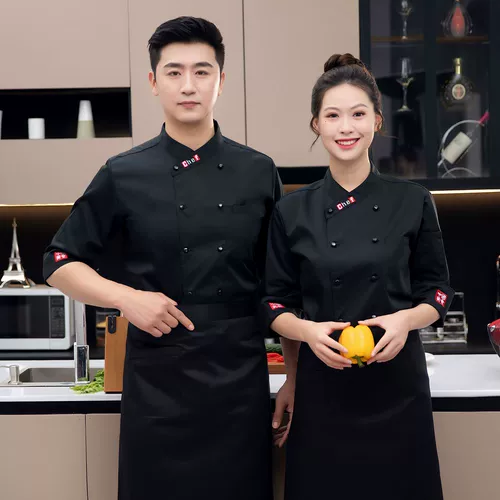 Шеф -точечная рукава весна, лето, лето, осень и зимние четыре сезона мужская рабочая одежда для питания, манжеты, кафетерия кухонная одежда ресторана Женщины -работники