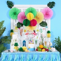 ins summer childrens birthday paper fan flower decoration party background wall scene layout balloon set party supplies