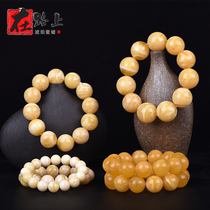 On the road natural amber beeswax round beads old type date beads single circle bracelet full of honey white flower beads bracelet for men and women