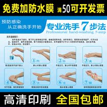 Hospital school Kindergarten standard six-seven-step hand washing method 6-step method 7-step hand washing method Step picture wall sticker Poster