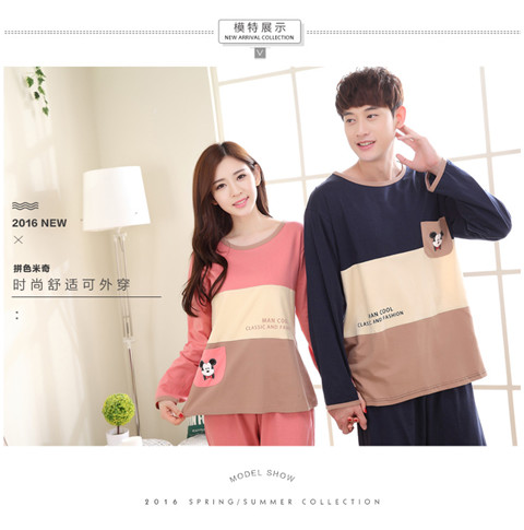 Mới mặc mùa xuân và mùa thu cotton phim hoạt hình anime cộng với kích thước cặp đồ ngủ dài tay cổ tròn nam và nữ phục vụ nhà phù hợp bộ đồ ngủ 2 dây