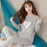Dày ấm không rơi xuống đồ ngủ của phụ nữ chữ hình trái tim dài tay mùa thu và mùa đông flannel phụ nữ dịch vụ nhà phù hợp đồ ngủ