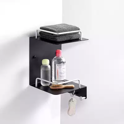 Space aluminum bathroom shelf 2-layer triangular double shelf toilet corner holder cosmetic room rack wall hanging