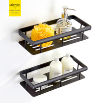 Toilet rack wall hanging toilet storage rack three-story bathroom shelf space aluminum 2-story shower room frame Black