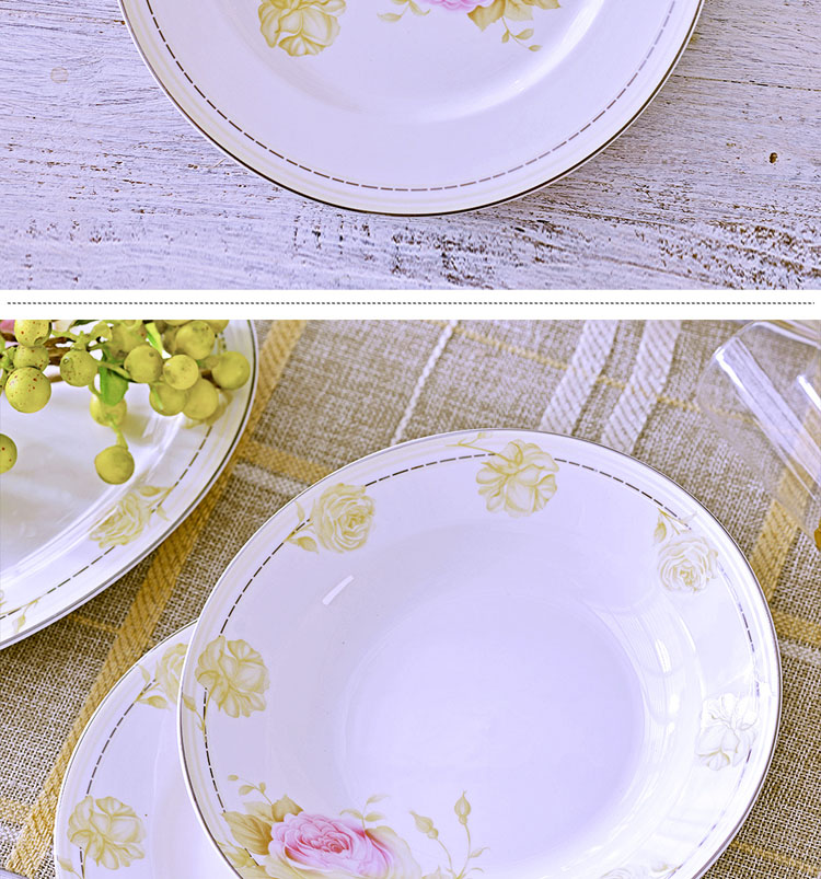 The Open tableware suit 60 head jingdezhen bowls of ipads plate chopsticks tall bowl to send gift set fair as the wind