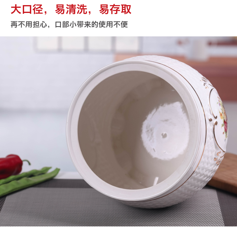 Jingdezhen ceramic barrel ricer box and multi - functional with cover household insect moistureproof and large capacity storage cylinder seal