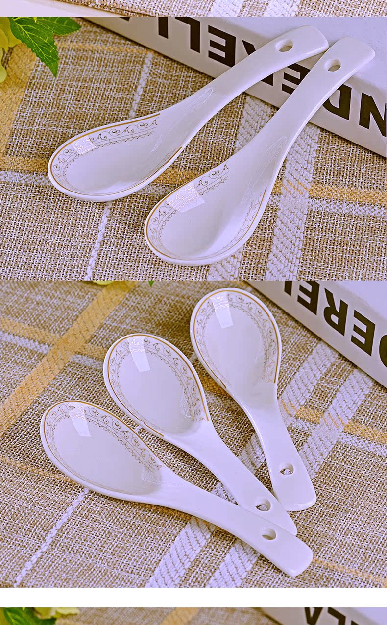 Jingdezhen ceramic creative household small spoon, 10 Chinese firm ipads with eating soup spoon, run out of tableware