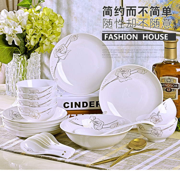 Jingdezhen cutlery set 4 dishes dishes home six Chinese creative ipads porcelain bowl chopsticks ceramic bowl dish