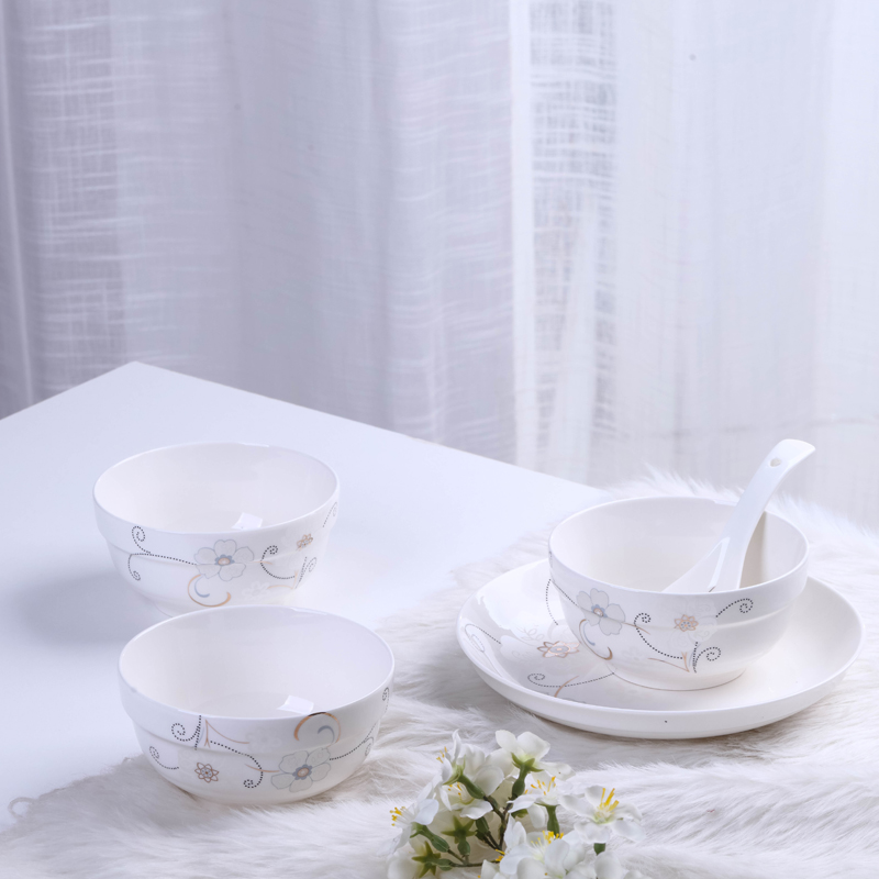 Jingdezhen ceramic bowl combination suit ipads bowls disc 20 head tableware household contracted microwave dish bowl