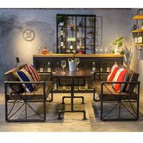 American industrial style retro wrought iron pipe sofa booth hot pot restaurant music bar bar table and chair combination