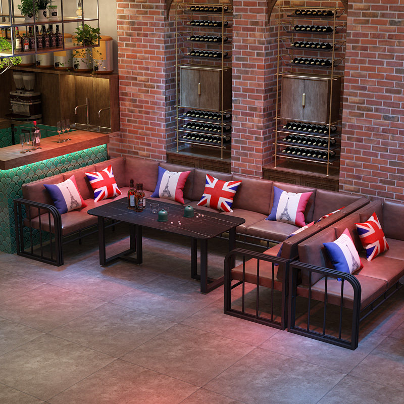 Retro Industrial Style Leisure Rest Area Western Restaurant Negotiation Reception Coffee Shop Bar Sofa Card Seat Clear Bar Tables and Chairs