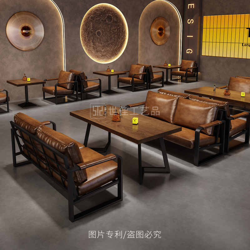 Modern Minimalist Bar, Pub, Lounge Bar, Restaurant, Coffee Shop, Western Restaurant, Booth Sofa, Commercial Table and Chair Set