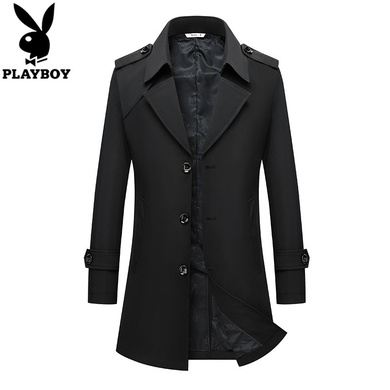Мужская ветровка Playboy средней длины, весна-осень 2026, новая тонкая корейская версия тренда деловой повседневной куртки