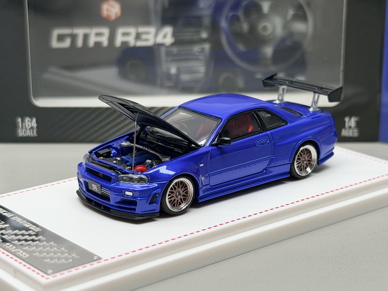 Fh 1:64 Nissan Blue Gtr R34 Z-Tune Skyline Alloy Car Model