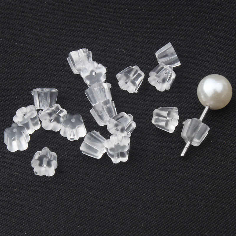 Cute Flower earbutton earbuckle earbuckle anti-allergic silicone ear clogged transparent plastic glue