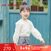 Mall with the same model] EP Yaying childrens clothing 2020 autumn and winter girls New retro cotton foreign style lace shirt 2201