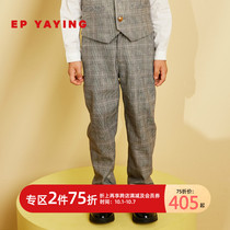Shopping mall same model] EP Yaying childrens clothing 2020 Autumn and Winter new boys retro check gilded suit pants 6408A