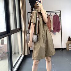 Боди/брюки 2022夏季新款韩版显瘦欧货短袖连体衣女宽松短裤欧洲站工装连体裤