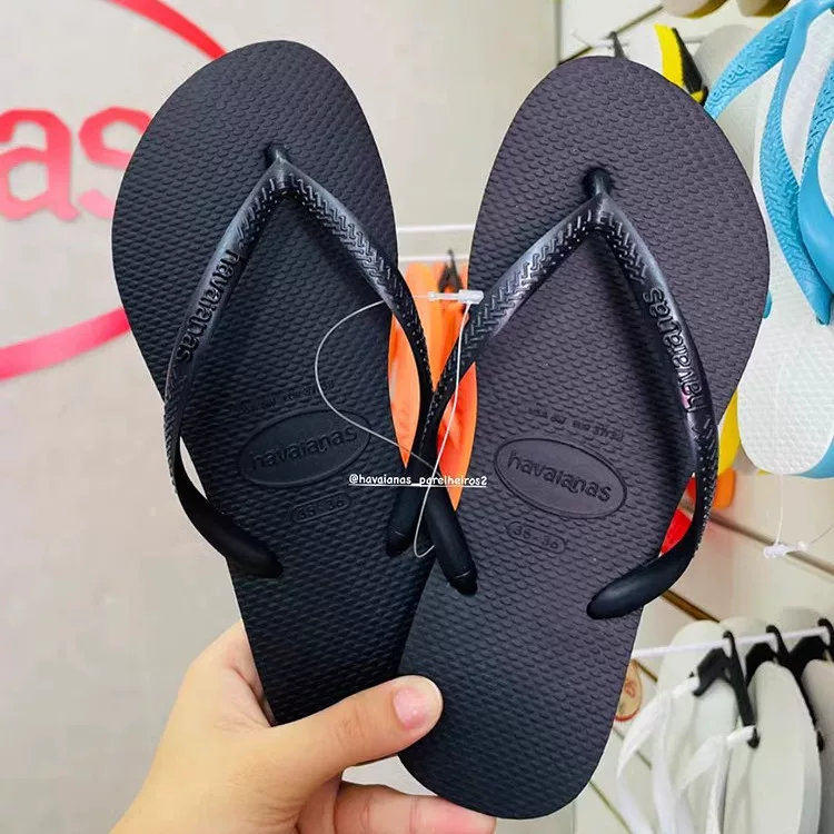 Шлепанцы Havaianas, нескользящие классические сланцы с тонким ремешком