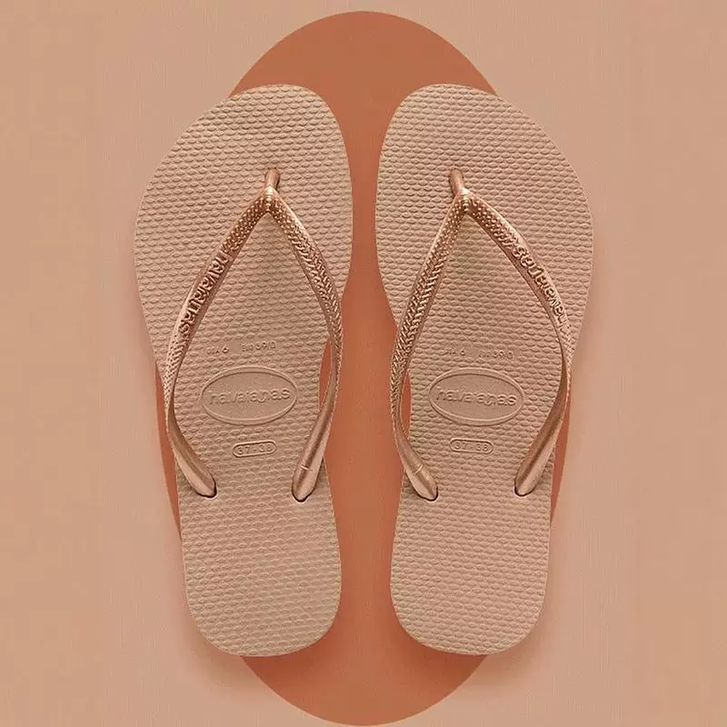 Шлепанцы Havaianas, нескользящие классические сланцы с тонким ремешком