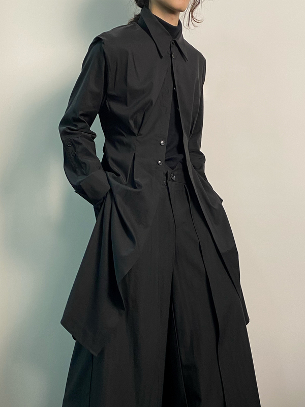 Ilnya Moon Sea_Victoria Shirt Dress Waist-Tightening Tencel Avant-Garde Slim-Fit Vintage Trench Coat Ilnya Moon Sea_Victoria Shirt Dress Waist-Tightening Tencel Avant-Garde Slim-Fit Vintage Trench Coat