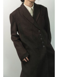 ILNya Yuehai_Red/Brown Luanluan Wool Coat Woolen Retro Maillard Coat