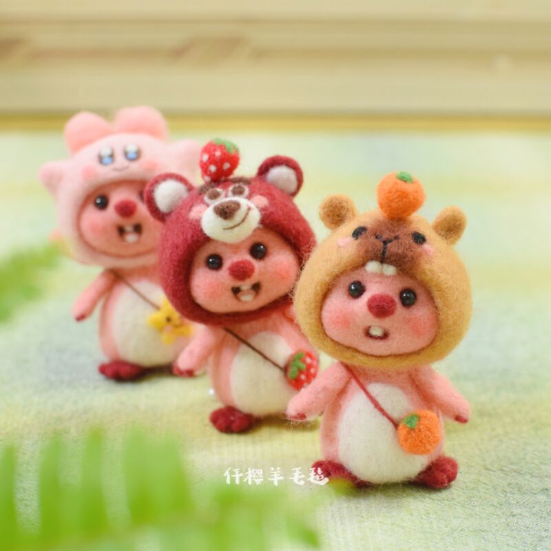 Small Beaver Loopy Goat Hair Felt Poke Fun Artisanal Diy Material Bag Truffle Bicouple Gift Key Clasp Pendant-Taobao