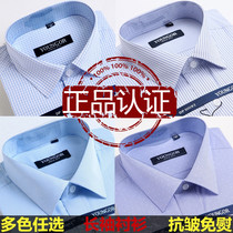 Autumn and spring mens new long-sleeved shirt loose business large size formal anti-wrinkle free ironing shirt