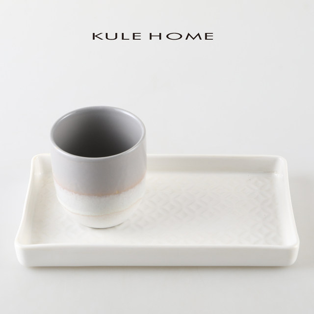 KULEHOME ceramic tray plate long plate creative tableware home snack long plate dinner plate ຖາດສີ່ຫລ່ຽມ