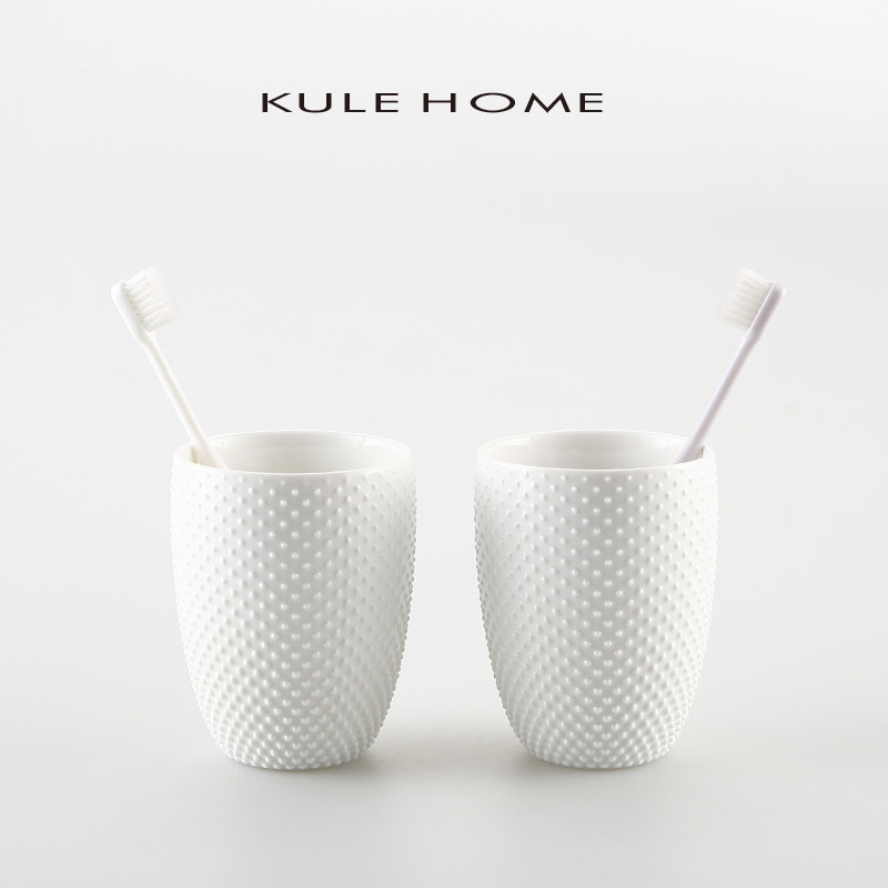 KULE HOME minimal ceramic bathroom with light luxury toothbrush toothbrush paste cup for housewash cup