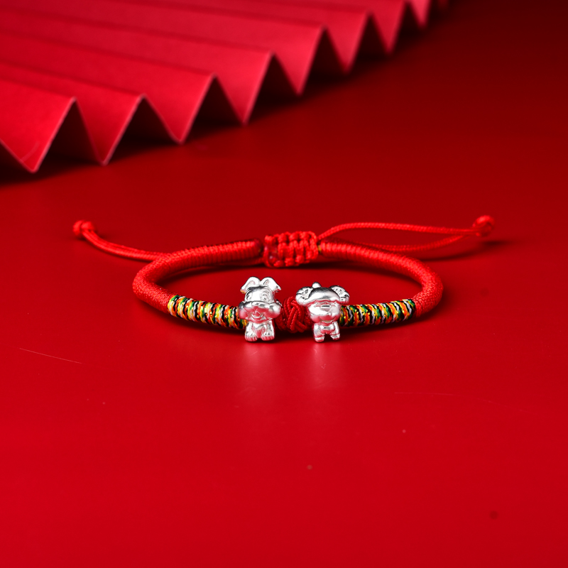 Mai Ling Ling Jiqing Hall Official Internet Mascot 2022 tiger year silver Chinese tiger red hand rope Snake Monkey Pig's Life of the Year