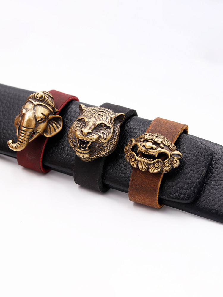 Pure Handmade Keychain Pendant Belt Ring Ring Men's leather Cowhide buckle Belt Tail Fixing ring Meson brass
