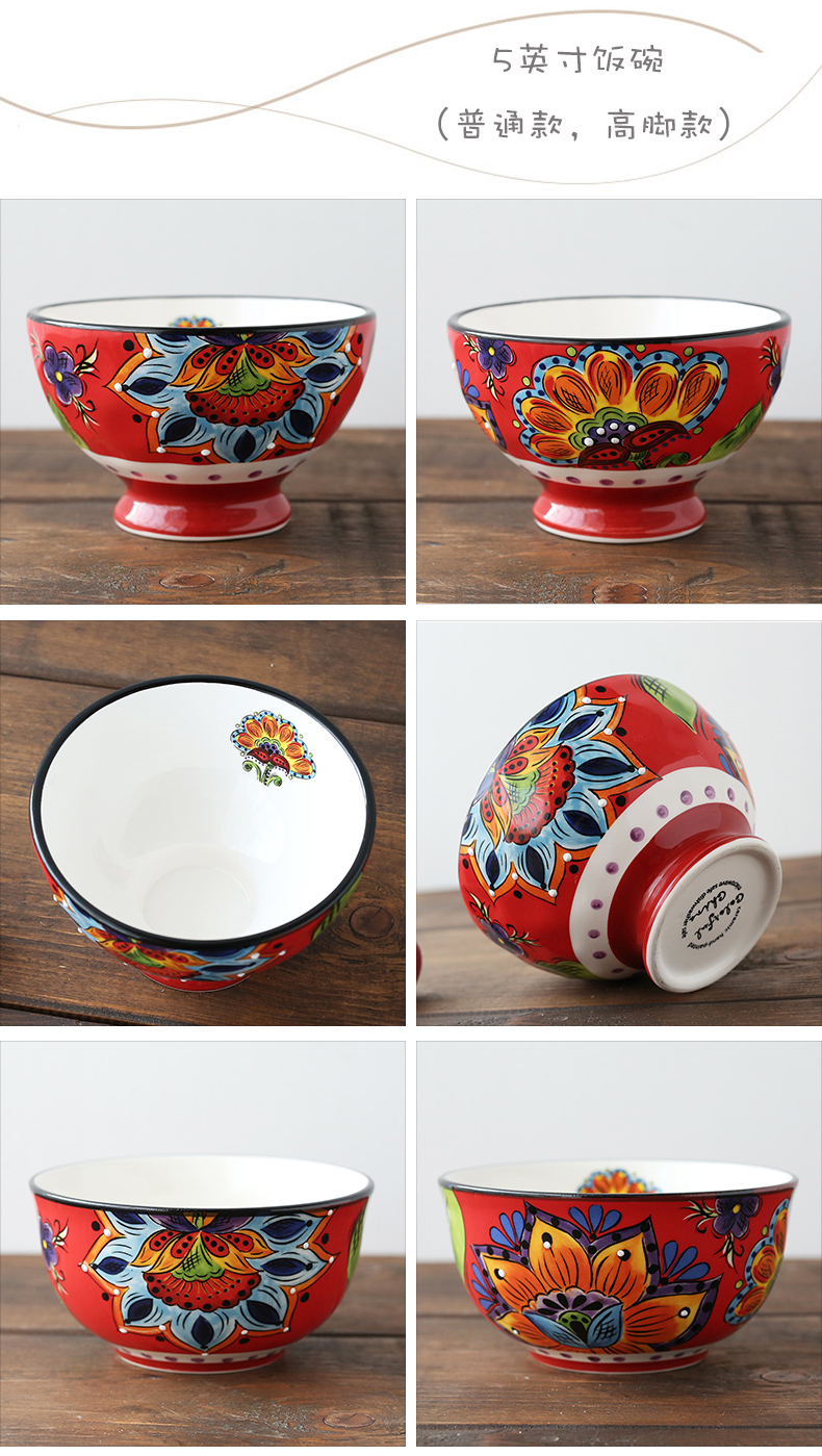 Ceramic glaze color hand - made lovely tableware under home 5 inches creative breakfast porridge porringer single eat bread and butter