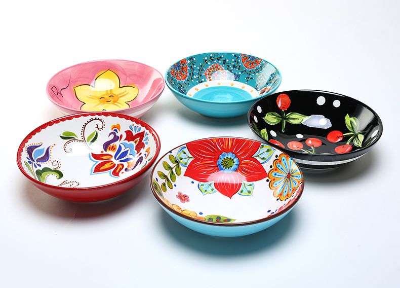 Ceramic tableware eight inches ball mercifully rainbow such as bowl bowl of individual creative move hand - made home soup bowl big rainbow such as bowl a salad bowl