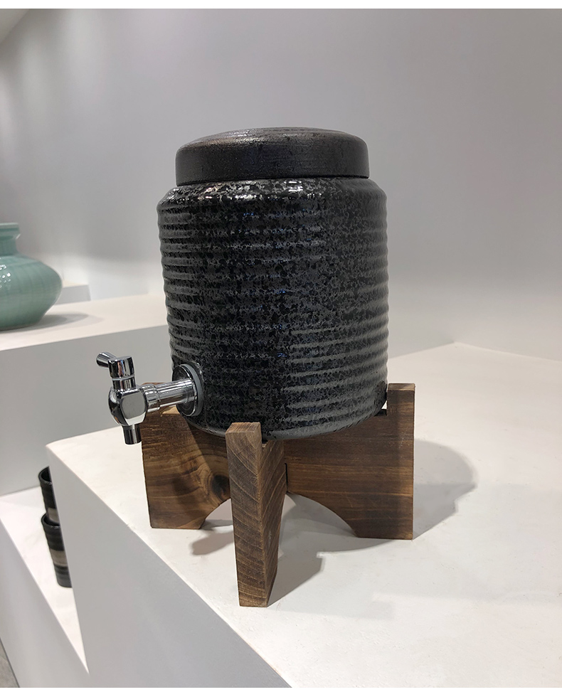 Ancient garden Japanese - style wine and coarse ceramic tableware with leading bai the qing bottle barrels of small water altar pot pot cylinder