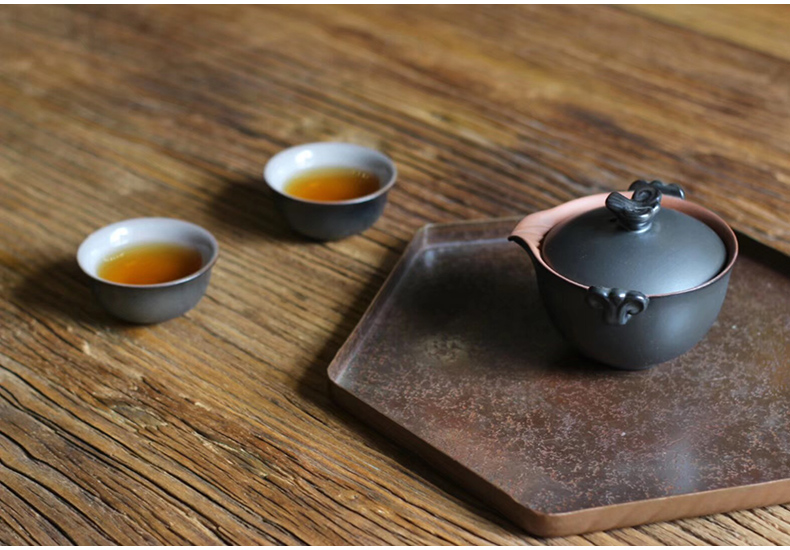 Manual ceramic Japanese zen lotus coarse pottery kung fu tea sets tea ware crack cup tea set three tureen