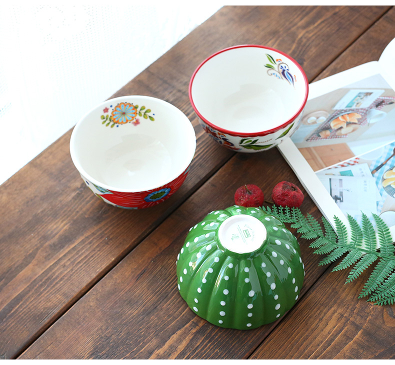 Ceramic glaze color hand - made lovely tableware under home 5 inches creative breakfast porridge porringer single eat bread and butter