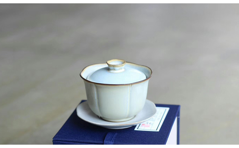 Manual ceramic Japanese zen lotus coarse pottery kung fu tea sets tea ware crack cup tea set three tureen