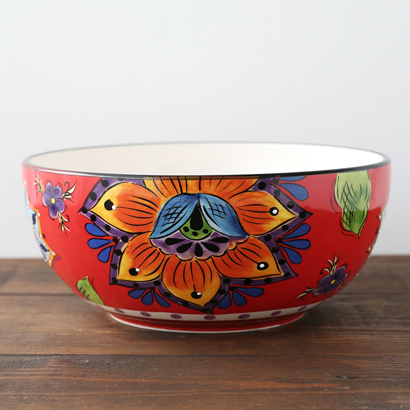 Large size ceramic soup basin Large soup bowl hotel tableware household rainbow such use small never dish of boiled fish bowl meal basin